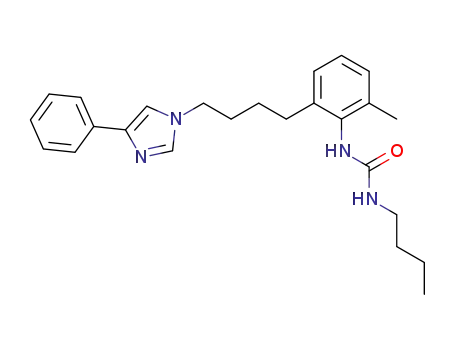 Molecular Structure of 141799-39-5 (Urea, N-butyl-N'-[2-methyl-6-[4-(4-phenyl-1H-imidazol-1-yl)butyl]phenyl]-)