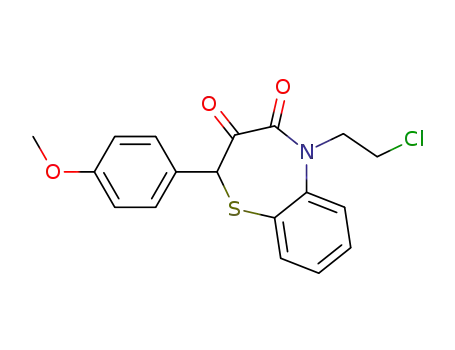 Molecular Structure of 88885-65-8 (1,5-Benzothiazepine-3,4(2H,5H)-dione,
5-(2-chloroethyl)-2-(4-methoxyphenyl)-)