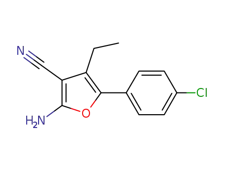 Molecular Structure of 866181-50-2 (3-Furancarbonitrile, 2-amino-5-(4-chlorophenyl)-4-ethyl-)