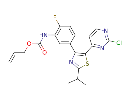 Molecular Structure of 1195768-52-5 (Carbamic acid, N-[5-[5-(2-chloro-4-pyrimidinyl)-2-(1-methylethyl)-4-thiazolyl]-2-fluorophenyl]-, 2-propen-1-yl ester)