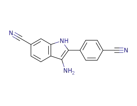 Molecular Structure of 66639-47-2 (1H-Indole-6-carbonitrile, 3-amino-2-(4-cyanophenyl)-)