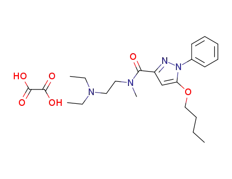 Molecular Structure of 59199-02-9 (1H-Pyrazole-3-carboxamide,
5-butoxy-N-[2-(diethylamino)ethyl]-N-methyl-1-phenyl-, ethanedioate
(1:1))