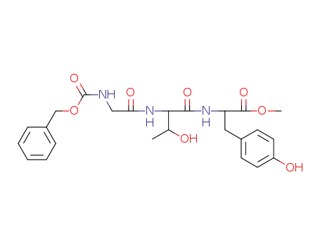 Molecular Structure of 62324-49-6 (L-Tyrosine, N-[N-[N-[(phenylmethoxy)carbonyl]glycyl]-L-threonyl]-, methyl
ester)