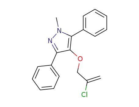 Molecular Structure of 60627-66-9 (1H-Pyrazole, 4-[(2-chloro-2-propenyl)oxy]-1-methyl-3,5-diphenyl-)