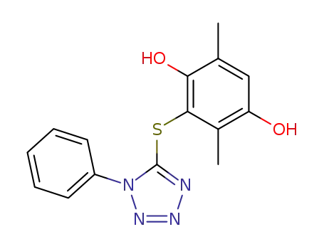 Molecular Structure of 3308-83-6 (1,4-Benzenediol, 2,5-dimethyl-3-[(1-phenyl-1H-tetrazol-5-yl)thio]-)