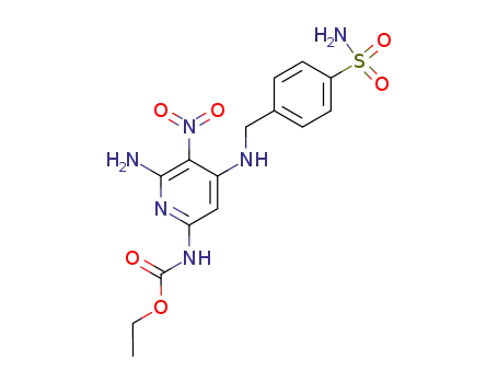 Ethyl 6-amino-4-[p-sulfamylbenzylamino]-5-nitro-2-pyrimidinecarbamate 2-pyrimidinecarbamate