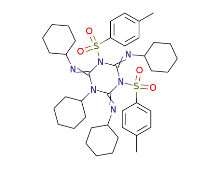 Molecular Structure of 19978-11-1 (1,3,5-Triazine-2,4,6(1H,3H,5H)-triimine,
N,N',N'',1-tetracyclohexyl-3,5-bis[(4-methylphenyl)sulfonyl]-)