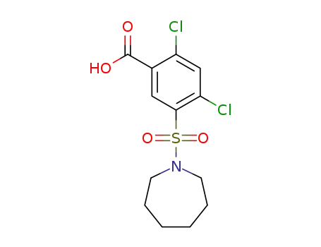 Molecular Structure of 418773-97-4 (Benzoic acid, 2,4-dichloro-5-[(hexahydro-1H-azepin-1-yl)sulfonyl]-)