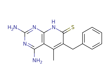 Molecular Structure of 19191-80-1 (Pyrido[2,3-d]pyrimidine-7(8H)-thione,2,4-diamino-5-methyl-6-(phenylmethyl)-)