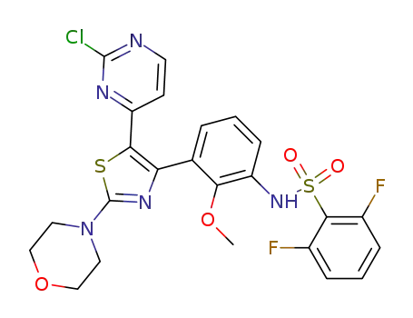 Molecular Structure of 1195768-95-6 (Benzenesulfonamide, N-[3-[5-(2-chloro-4-pyrimidinyl)-2-(4-morpholinyl)-4-thiazolyl]-2-methoxyphenyl]-2,6-difluoro-)