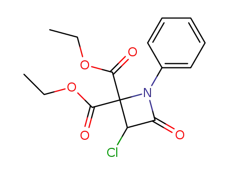 Molecular Structure of 13277-41-3 (diethyl 3-chloro-4-oxo-1-phenylazetidine-2,2-dicarboxylate)