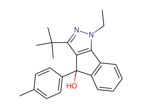 Molecular Structure of 56767-29-4 (3-tert-butyl-1-ethyl-4-(4-methylphenyl)-1,4-dihydroindeno[1,2-c]pyrazol-4-ol)