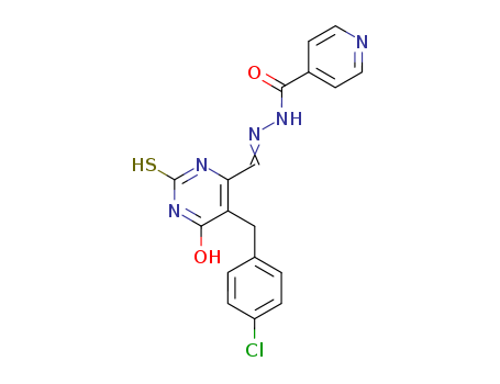 31349-14-1,4-Pyridinecarboxylicacid,2-[[5-[(4-chlorophenyl)methyl]-1,2,3,6-tetrahydro-6-oxo-2-thioxo-4-pyrimidinyl]methylene]hydrazide,Isonicotinicacid, [[5-(p-chlorobenzyl)-6-hydroxy-2-mercapto-4-pyrimidinyl]methylene]hydrazide(8CI); NSC 153781