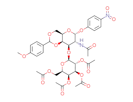 Molecular Structure of 59837-11-5 (2-Acetamido-2-deoxy-4,6-O-(4-methoxybenzylidene)-3-O-(2,3,4,6-tetra-O-acetyl-β-D-galactopyranosyl)-4-nitrophenyl-α-D-galactopyranoside)