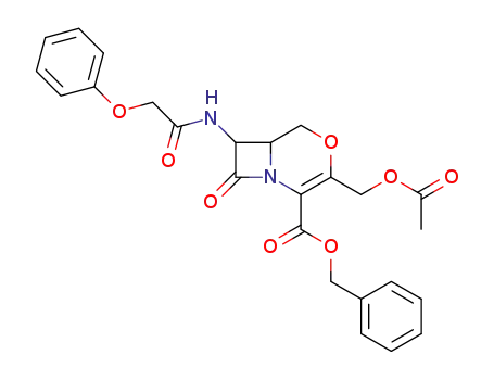 Molecular Structure of 61795-78-6 (4-Oxa-1-azabicyclo[4.2.0]oct-2-ene-2-carboxylic acid,
3-[(acetyloxy)methyl]-8-oxo-7-[(phenoxyacetyl)amino]-, phenylmethyl
ester, trans-)