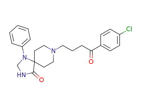 Molecular Structure of 1056-31-1 (1,3,8-Triazaspiro[4.5]decan-4-one,
8-[4-(4-chlorophenyl)-4-oxobutyl]-1-phenyl-)