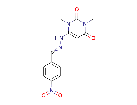 Molecular Structure of 25696-77-9 (Benzaldehyde, 4-nitro-,
(1,2,3,6-tetrahydro-1,3-dimethyl-2,6-dioxo-4-pyrimidinyl)hydrazone)