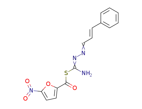 Molecular Structure of 1728-61-6 (2-Furancarbothioicacid, 5-nitro-, S-[imino[2-(3-phenyl-2-propen-1-ylidene)hydrazinyl]methyl]ester)