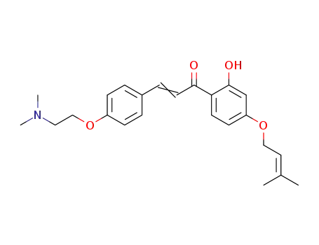 Molecular Structure of 62416-79-9 (2-Propen-1-one,
3-[4-[2-(dimethylamino)ethoxy]phenyl]-1-[2-hydroxy-4-[(3-methyl-2-buten
yl)oxy]phenyl]-)