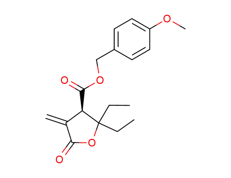 Molecular Structure of 60427-60-3 (3-Furancarboxylic acid, 2,2-diethyltetrahydro-4-methylene-5-oxo-,
(4-methoxyphenyl)methyl ester)