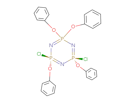 Molecular Structure of 5032-40-6 (1,3,5,2,4,6-Triazatriphosphorine,
2,4-dichloro-2,2,4,4,6,6-hexahydro-2,4,6,6-tetraphenoxy-, cis-)