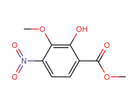 Molecular Structure of 61203-55-2 (Benzoic acid, 2-hydroxy-3-methoxy-4-nitro-, methyl ester)
