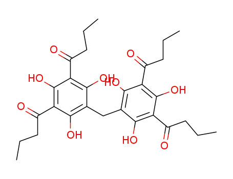 Molecular Structure of 68223-30-3 (1-Butanone,
1,1',1'',1'''-[methylenebis(2,4,6-trihydroxy-5,1,3-benzenetriyl)]tetrakis-)