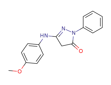 Molecular Structure of 7186-67-6 (3H-Pyrazol-3-one, 2,4-dihydro-5-[(4-methoxyphenyl)amino]-2-phenyl-)