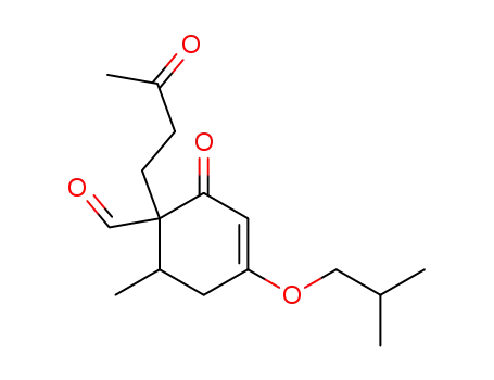 Molecular Structure of 61692-51-1 (3-Cyclohexene-1-carboxaldehyde,
6-methyl-4-(2-methylpropoxy)-2-oxo-1-(3-oxobutyl)-)