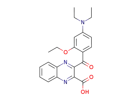 Molecular Structure of 63267-10-7 (2-Quinoxalinecarboxylic acid, 3-[4-(diethylamino)-2-ethoxybenzoyl]-)