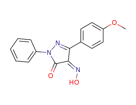 Molecular Structure of 62349-52-4 (1H-Pyrazole-4,5-dione, 3-(4-methoxyphenyl)-1-phenyl-, 4-oxime, (Z)-)