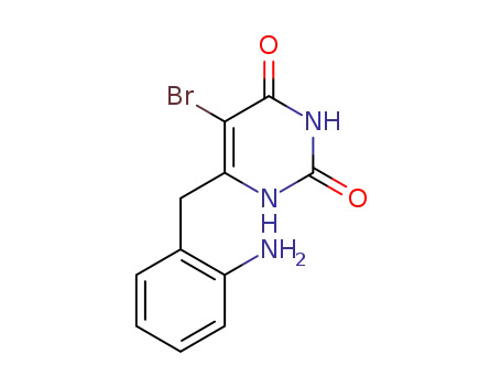 Molecular Structure of 66127-33-1 (2,4(1H,3H)-Pyrimidinedione, 6-[(2-aminophenyl)methyl]-5-bromo-)