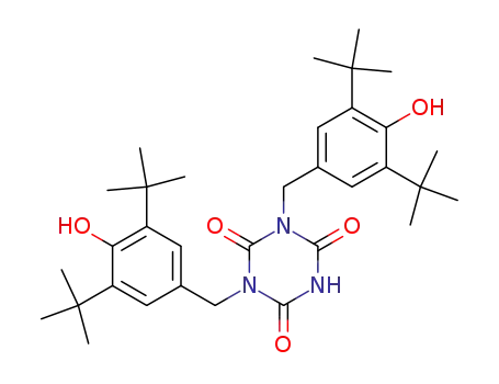 Molecular Structure of 29623-78-7 (1,3,5-Triazine-2,4,6(1H,3H,5H)-trione,
1,3-bis[[3,5-bis(1,1-dimethylethyl)-4-hydroxyphenyl]methyl]-)