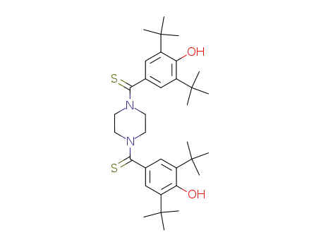 Molecular Structure of 4150-54-3 (Piperazine,1,4-bis[[3,5-bis(1,1-dimethylethyl)-4-hydroxyphenyl]thioxomethyl]- (9CI))