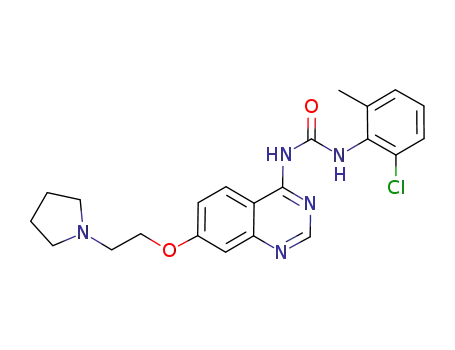 Molecular Structure of 320363-77-7 (Urea,
N-(2-chloro-6-methylphenyl)-N'-[7-[2-(1-pyrrolidinyl)ethoxy]-4-quinazolin
yl]-)