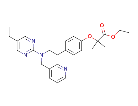 Molecular Structure of 596114-48-6 (Propanoic acid,
2-[4-[2-[(5-ethyl-2-pyrimidinyl)(3-pyridinylmethyl)amino]ethyl]phenoxy]-2-
methyl-, ethyl ester)