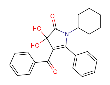 Molecular Structure of 61350-76-3 (2H-Pyrrol-2-one,
4-benzoyl-1-cyclohexyl-1,3-dihydro-3,3-dihydroxy-5-phenyl-)