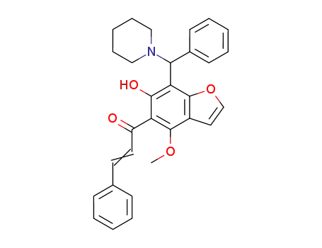 Molecular Structure of 62062-15-1 (2-Propen-1-one,
1-[6-hydroxy-4-methoxy-7-(phenyl-1-piperidinylmethyl)-5-benzofuranyl]-3
-phenyl-)