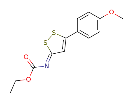 Molecular Structure of 57248-59-6 (Carbamic acid, [5-(4-methoxyphenyl)-3H-1,2-dithiol-3-ylidene]-, ethyl
ester)