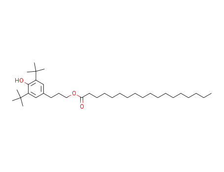 Molecular Structure of 35190-74-0 (Octadecanoic acid,
3-[3,5-bis(1,1-dimethylethyl)-4-hydroxyphenyl]propyl ester)