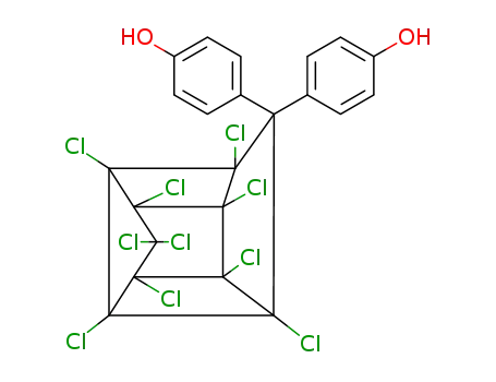 Molecular Structure of 7354-64-5 (Phenol,4,4'-(1,1a,3,3a,4,5,5,5a,5b,6-decachlorooctahydro- 1,3,4-metheno-2H-cyclobuta[cd]- pentalen-2-ylidene)bis- )