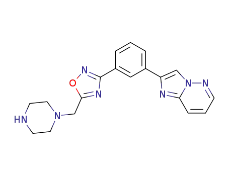 Molecular Structure of 1157869-05-0 (Imidazo[1,2-b]pyridazine, 2-[3-[5-(1-piperazinylmethyl)-1,2,4-oxadiazol-3-yl]phenyl]-)