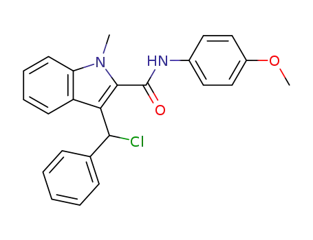 Molecular Structure of 61939-42-2 (1H-Indole-2-carboxamide,
3-(chlorophenylmethyl)-N-(4-methoxyphenyl)-1-methyl-)