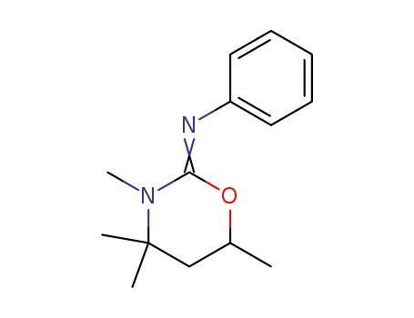 Molecular Structure of 53004-29-8 (Benzenamine,
N-(tetrahydro-3,4,4,6-tetramethyl-2H-1,3-oxazin-2-ylidene)-)
