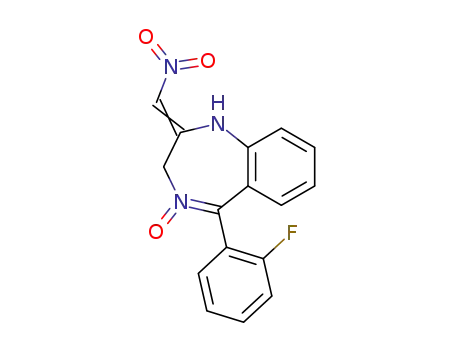 Molecular Structure of 60656-75-9 (1H-1,4-Benzodiazepine,
5-(2-fluorophenyl)-2,3-dihydro-2-(nitromethylene)-, 4-oxide)