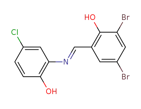Molecular Structure of 137889-26-0 (Phenol, 2,4-dibromo-6-[[(5-chloro-2-hydroxyphenyl)imino]methyl]-)