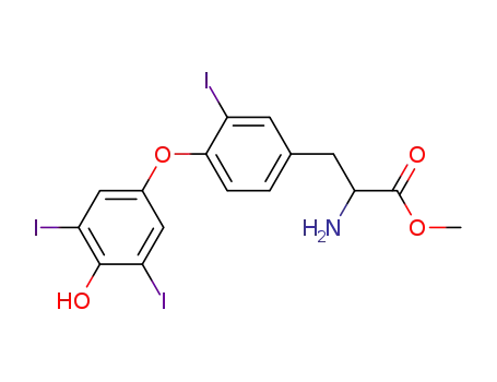 Molecular Structure of 92953-19-0 (Tyrosine, O-(4-hydroxy-3,5-diiodophenyl)-3-iodo-, methyl ester)