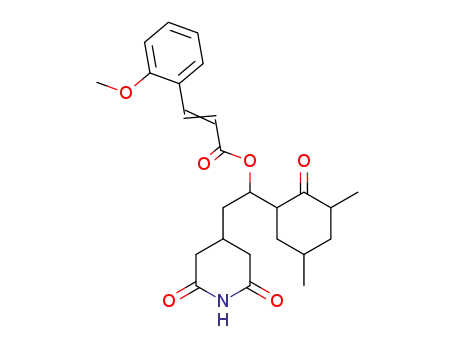 Molecular Structure of 62498-40-2 (2-Propenoic acid, 3-(2-methoxyphenyl)-,
1-(3,5-dimethyl-2-oxocyclohexyl)-2-(2,6-dioxo-4-piperidinyl)ethyl ester)