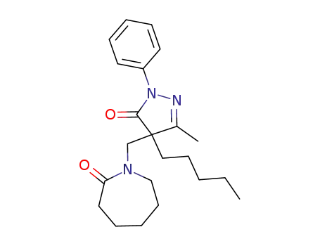 Molecular Structure of 61934-38-1 (2H-Azepin-2-one,
1-[(4,5-dihydro-3-methyl-5-oxo-4-pentyl-1-phenyl-1H-pyrazol-4-yl)methyl
]hexahydro-)