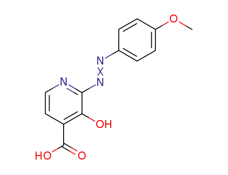 Molecular Structure of 63045-78-3 (4-Pyridinecarboxylic acid, 3-hydroxy-2-[(4-methoxyphenyl)azo]-)